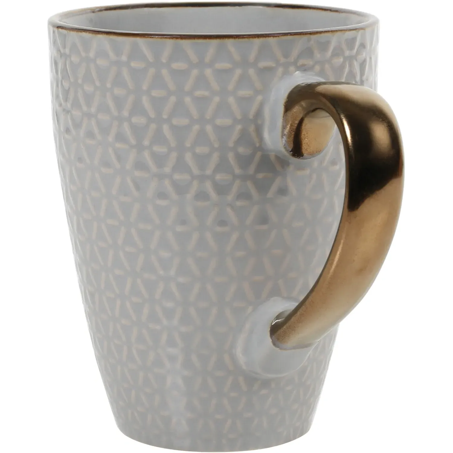 Jumbo Honeycomb Embossed Mug with Metallic Rim - Gold