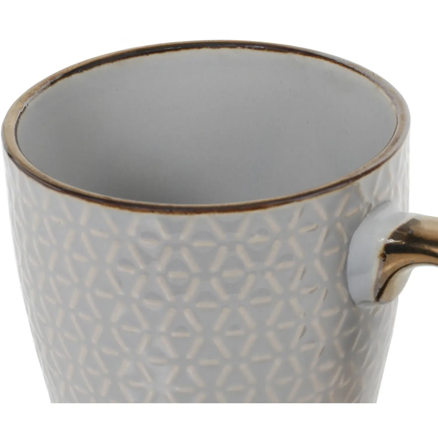 Jumbo Honeycomb Embossed Mug with Metallic Rim - Gold