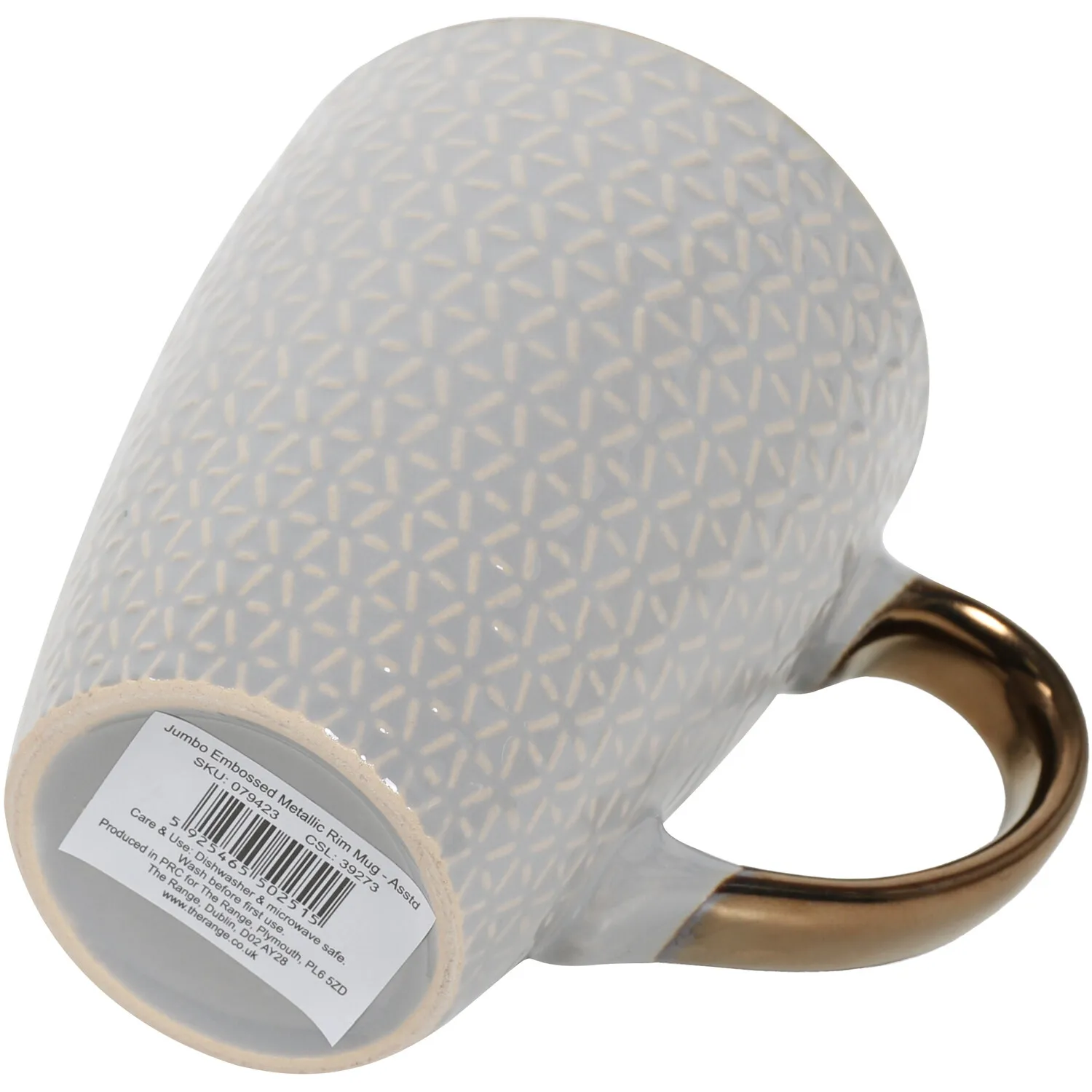 Jumbo Honeycomb Embossed Mug with Metallic Rim - Gold