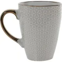 Jumbo Honeycomb Embossed Mug with Metallic Rim - Gold