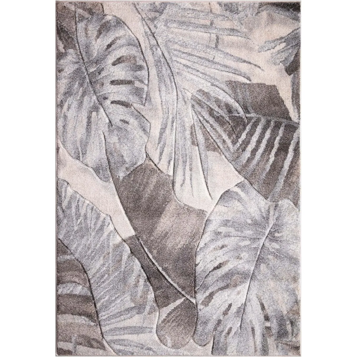 Jungle Leaf 140cm Rug - Grey