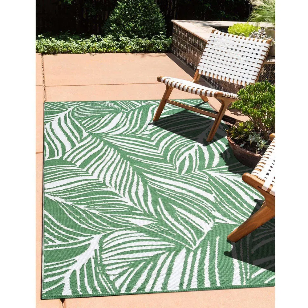 Jungle Leaf Outdoor Rug - Green