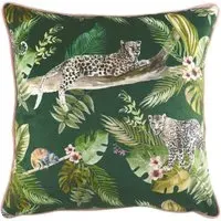 Jungle Leopard Design Cushion 43x43cm - Green