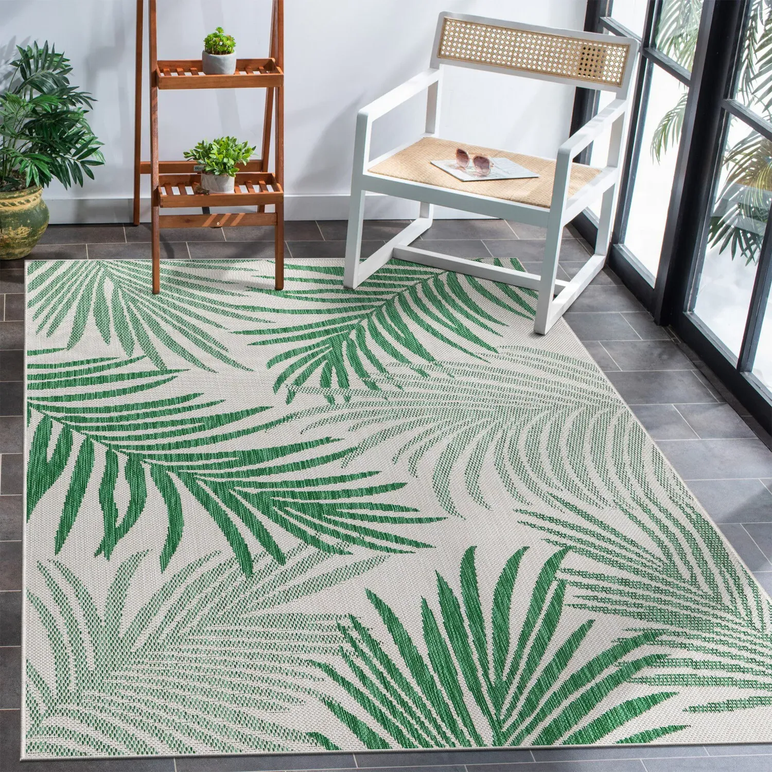 Jungle Palm Leaf Rug - Green