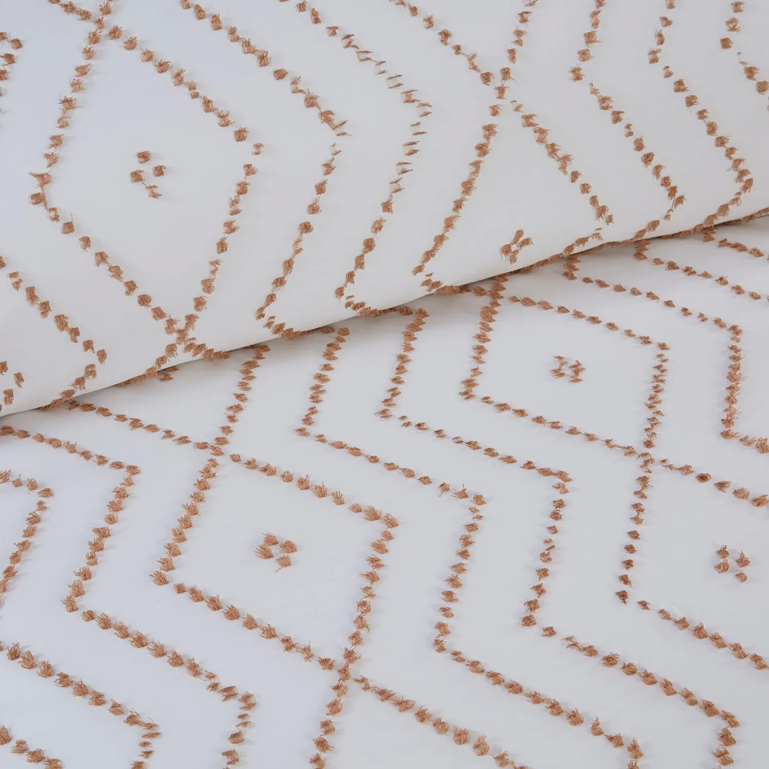 Kasiya Geo Double Duvet Set - Natural and White