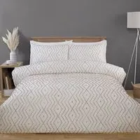 Kasiya Geo King Duvet Set - Natural and White