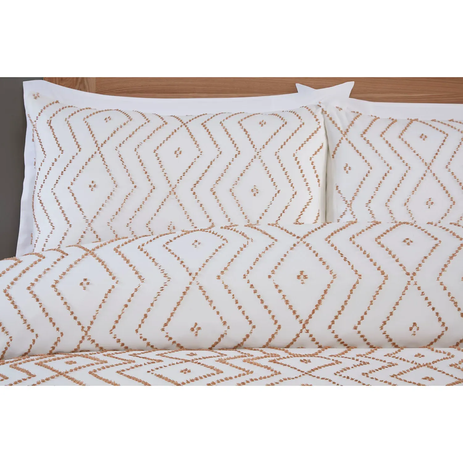 Kasiya Geo Single Duvet Set - Natural and White