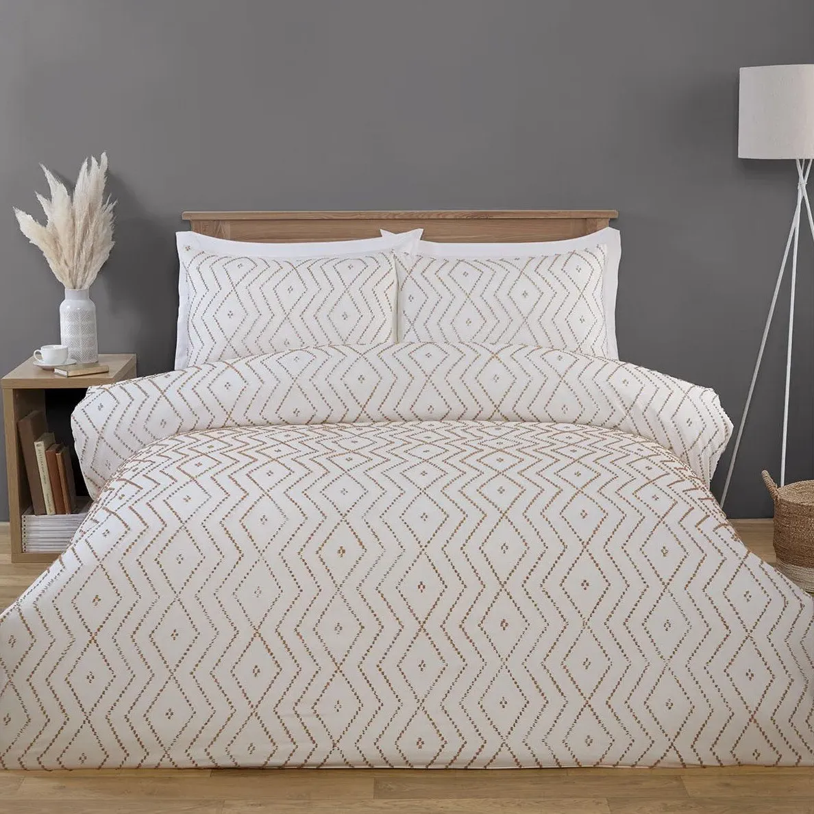 Kasiya Geo Single Duvet Set - Natural and White image