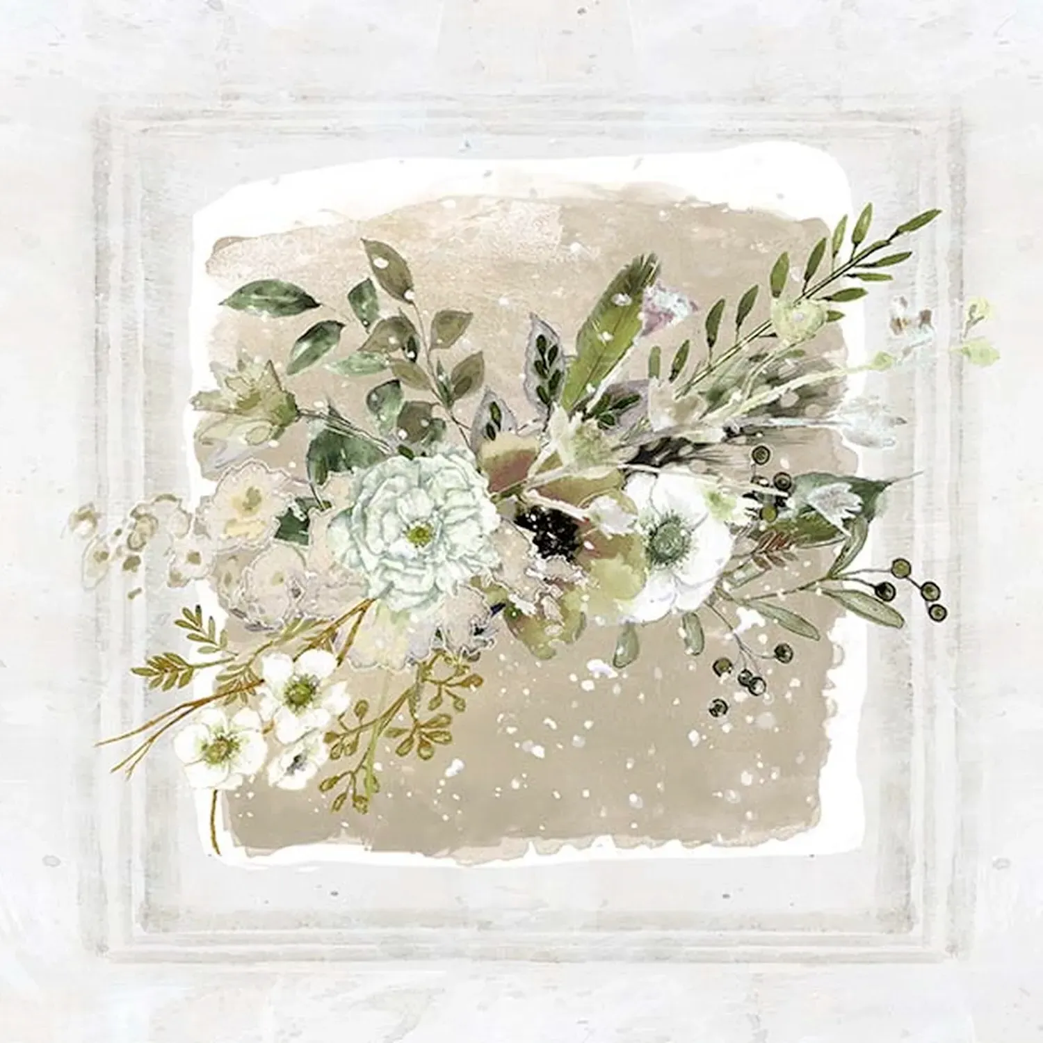 Kathryn White Frosted Bouquet Wall Art - Neutral