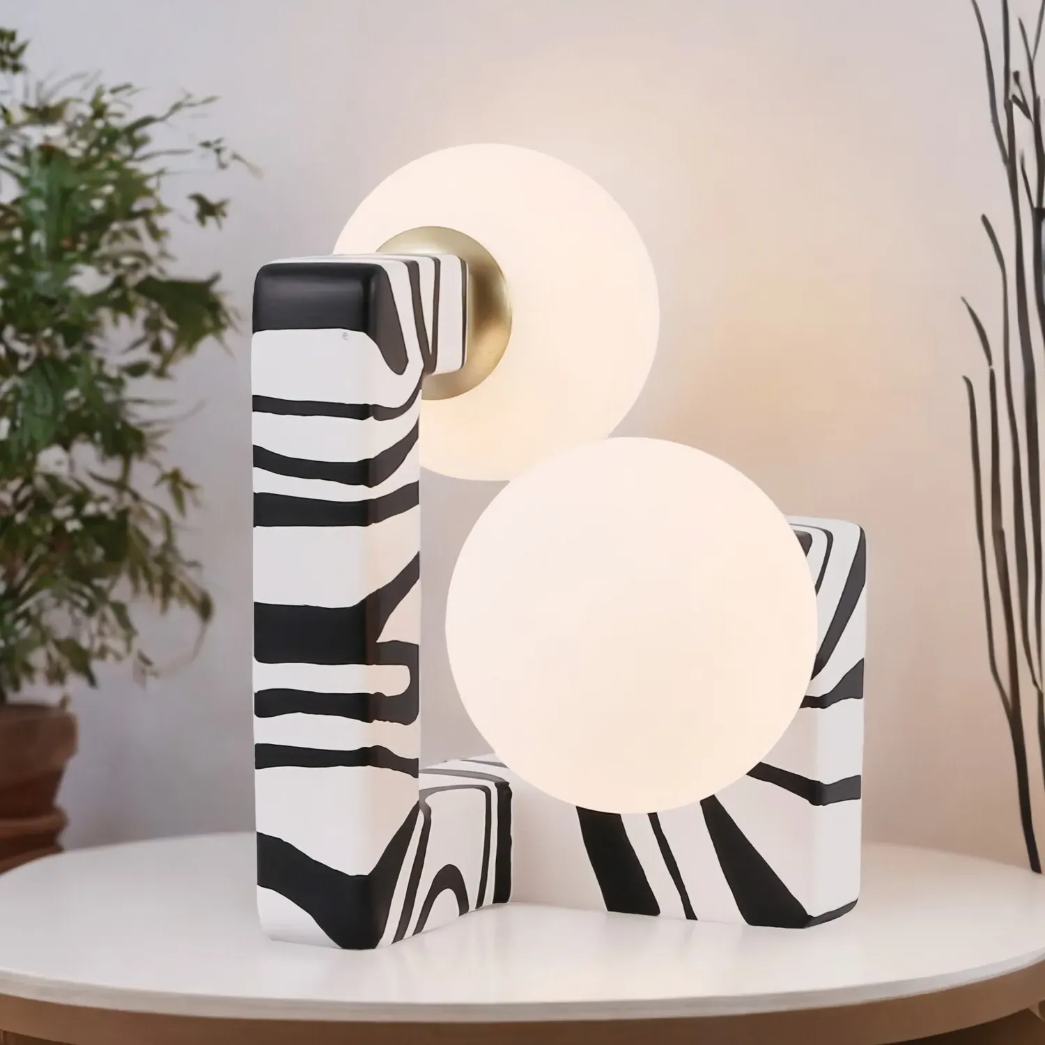 Kaya Table Lamp - White and Black