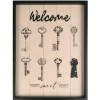 Keys Wall Plaque with Hooks - Black