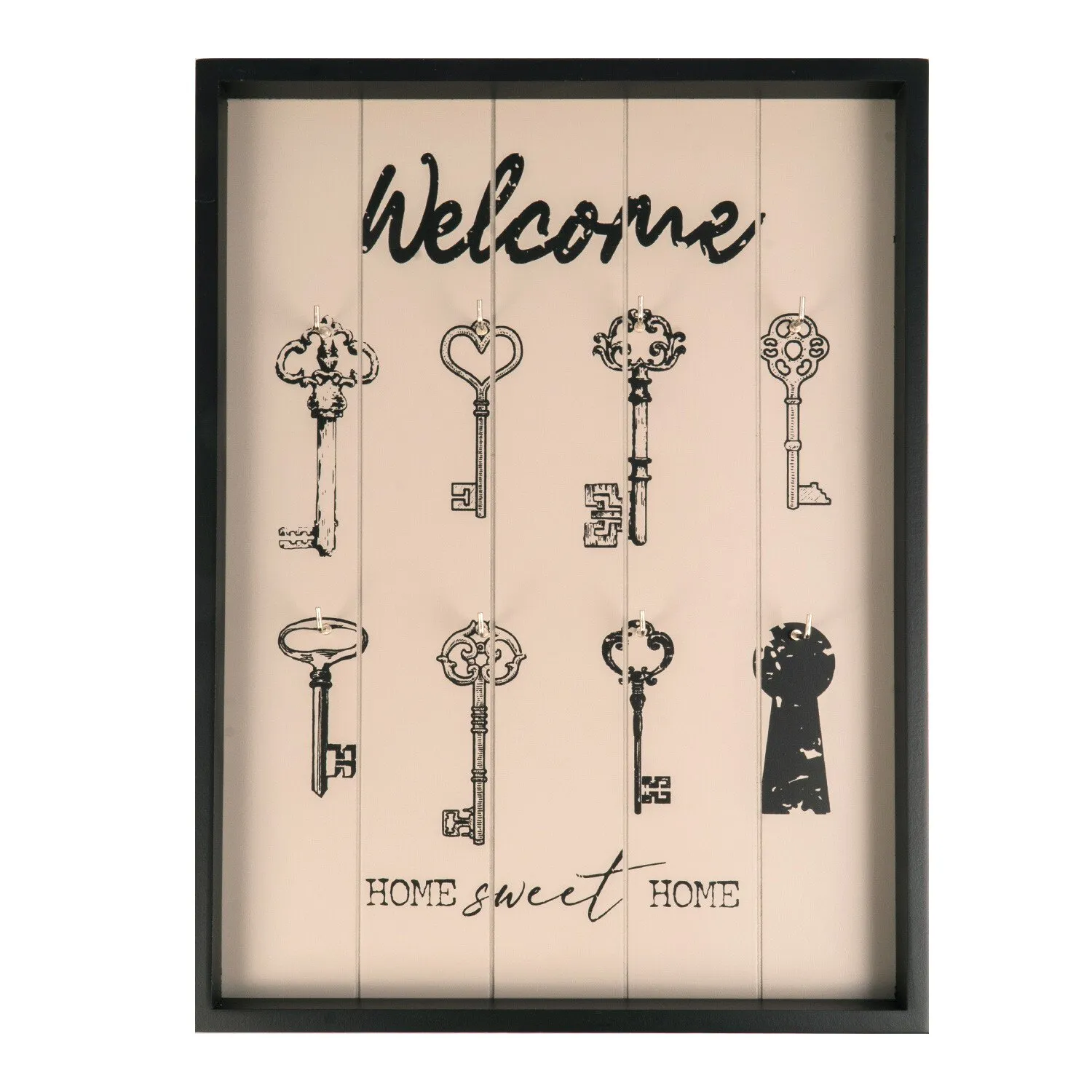 Keys Wall Plaque with Hooks - Black image