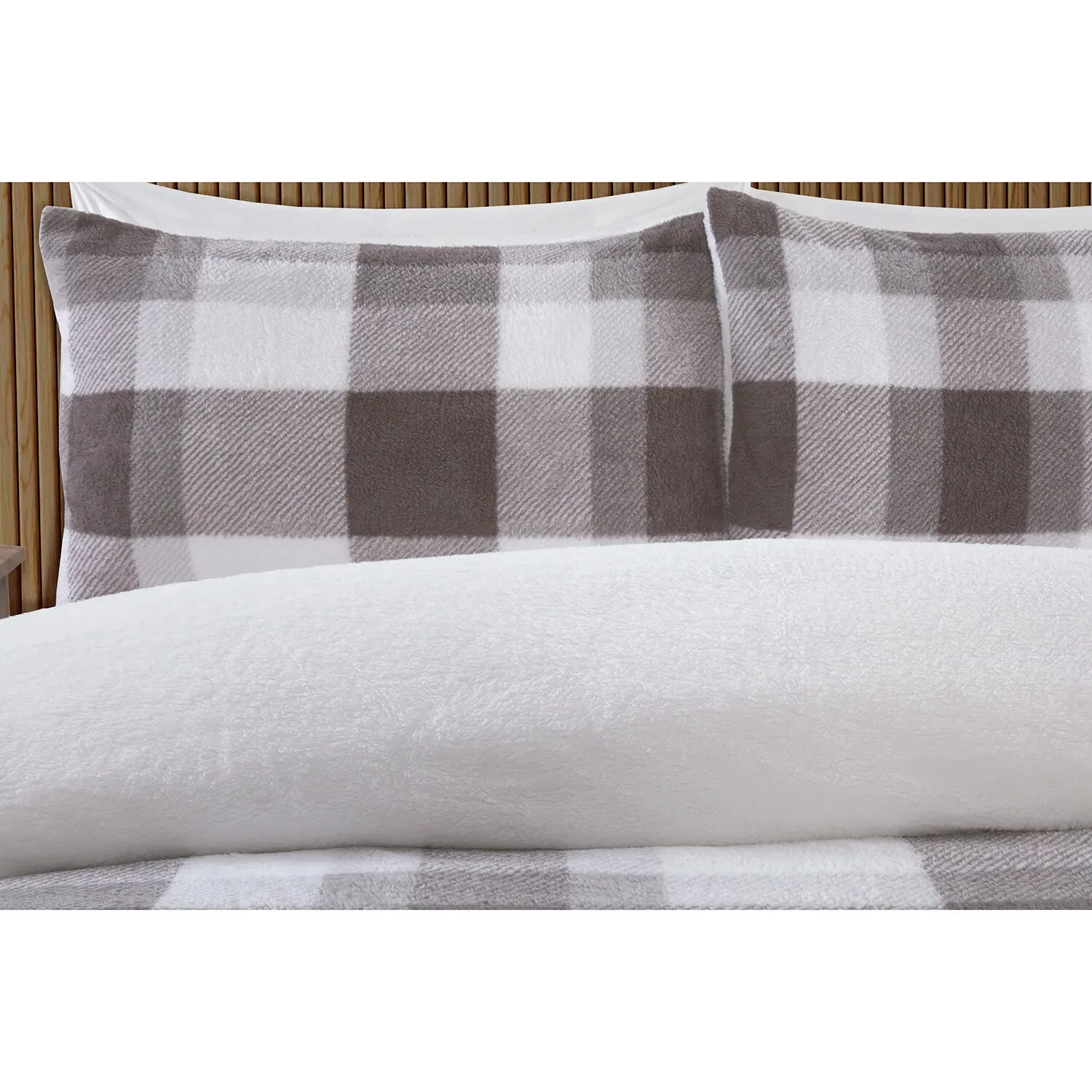 King Size Teddy Fleece Duvet Set - Charcoal