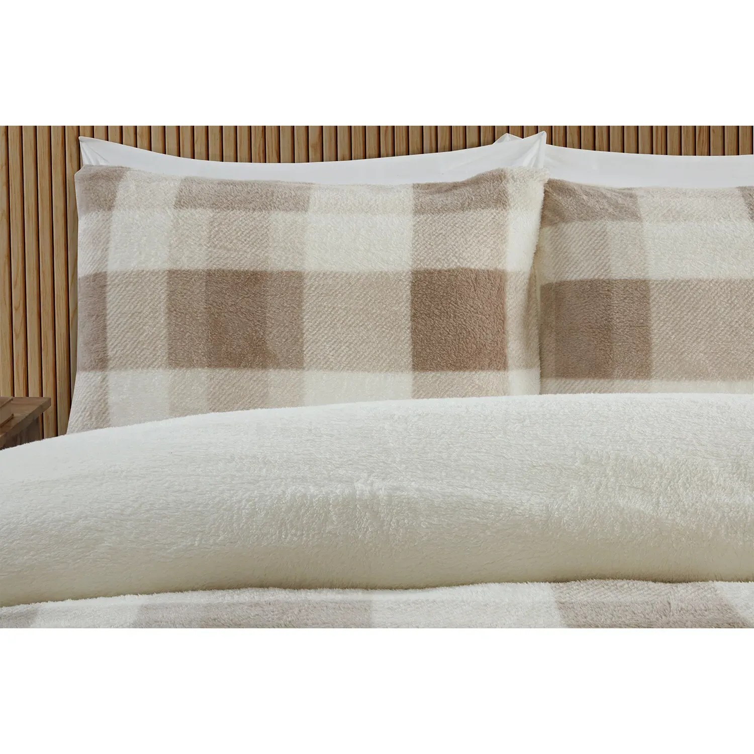 King Size Teddy Fleece Duvet Set - Natural