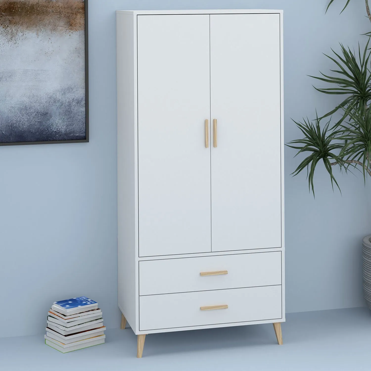 Kingston 2 Door 2 Drawer Double Wardrobe - White image