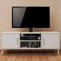 Kingston 2 Door TV Unit with Shelves - White