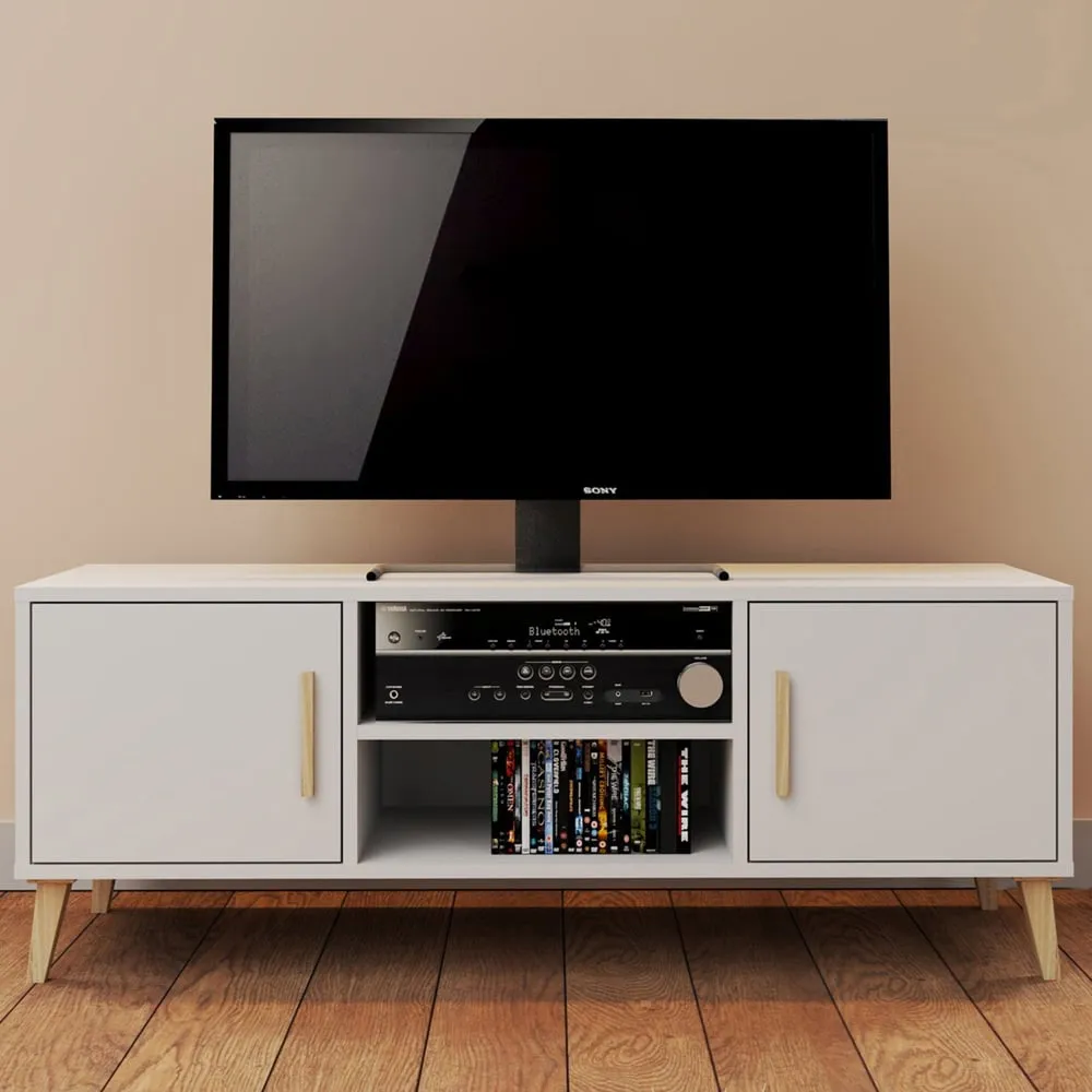 Kingston 2 Door TV Unit with Shelves - White