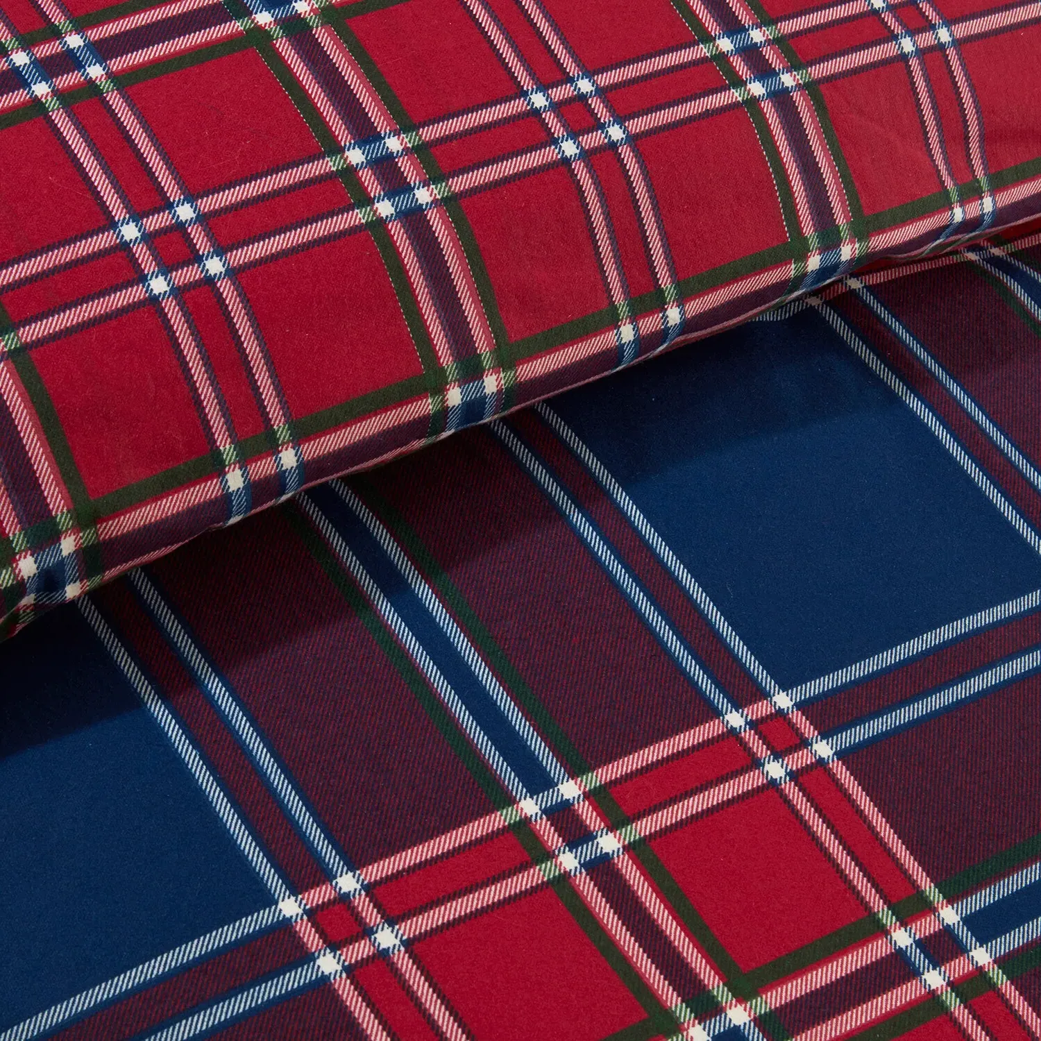 Kinross Check Double Duvet Cover Set - Red, Cotton