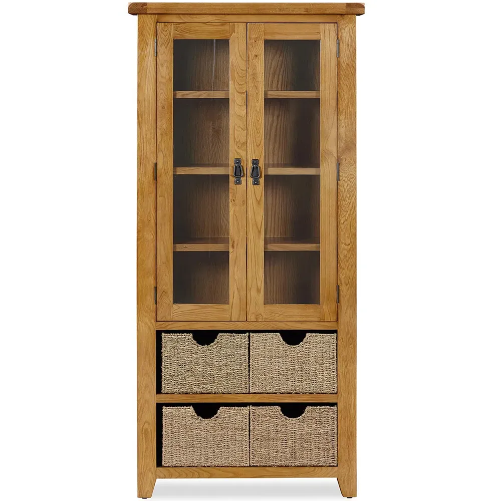 Kinsale 2 Door Display Cabinet with Baskets - Brown