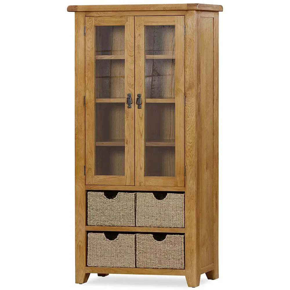 Kinsale 2 Door Display Cabinet with Baskets - Brown
