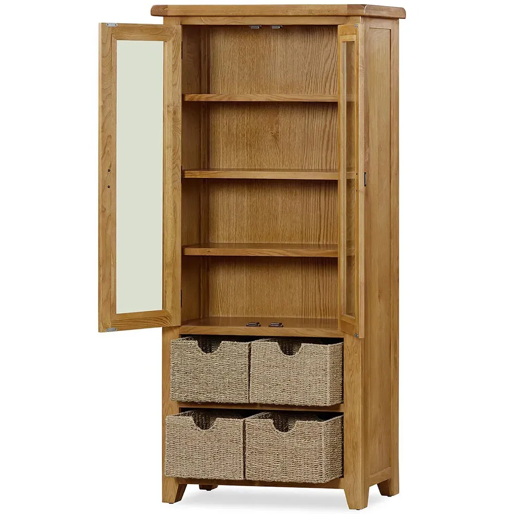 Kinsale 2 Door Display Cabinet with Baskets - Brown
