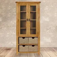 Kinsale 2 Door Display Cabinet with Baskets - Brown