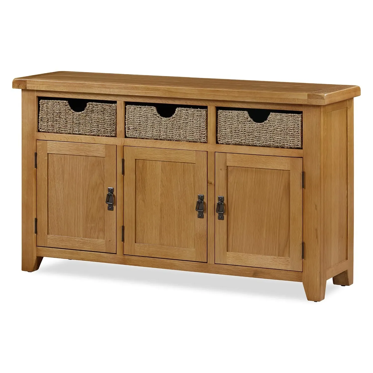 Kinsale 3 Door Sideboard with Basket Drawers - Oak