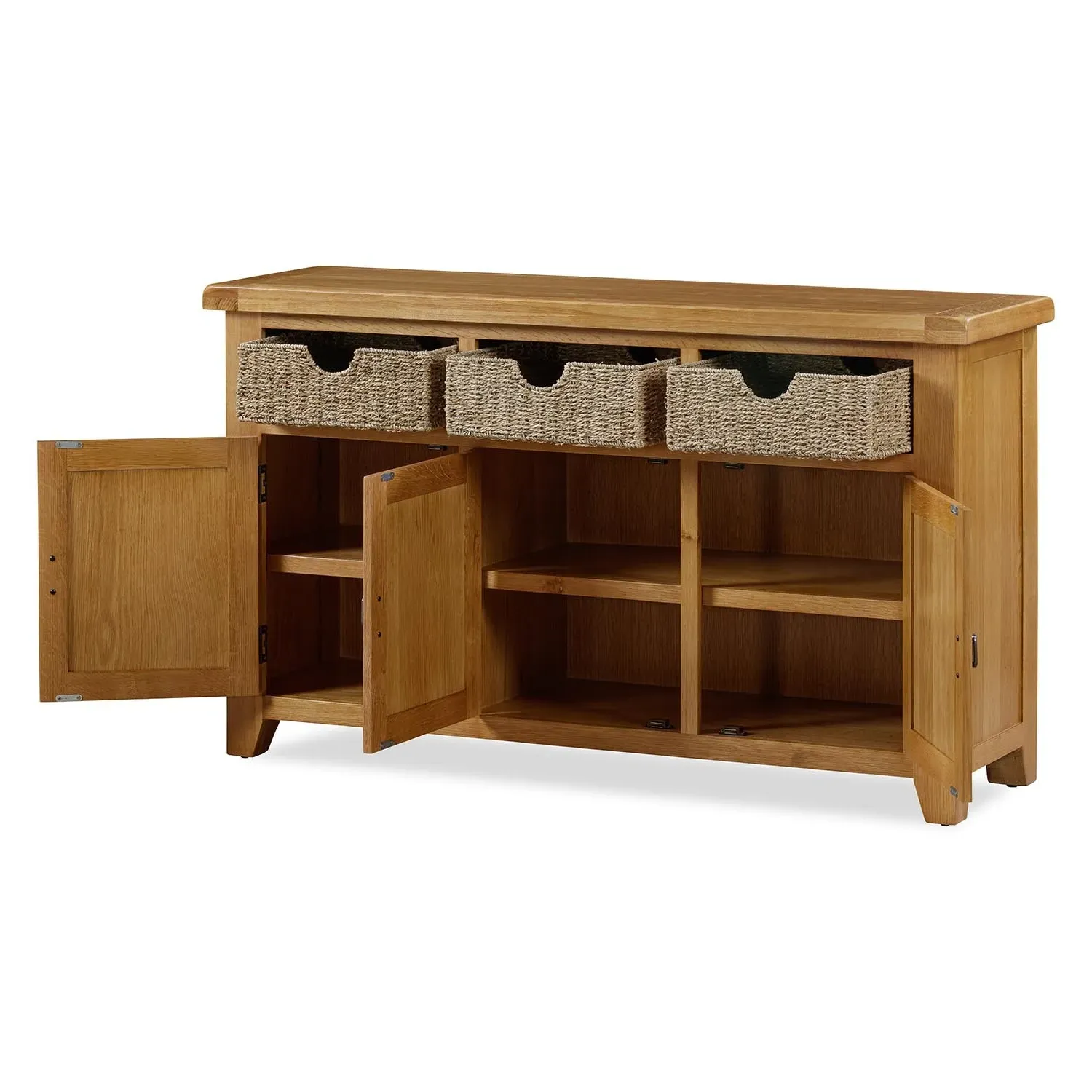 Kinsale 3 Door Sideboard with Basket Drawers - Oak