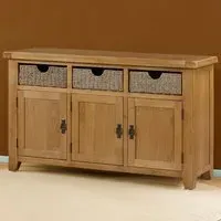 Kinsale 3 Door Sideboard with Basket Drawers - Oak
