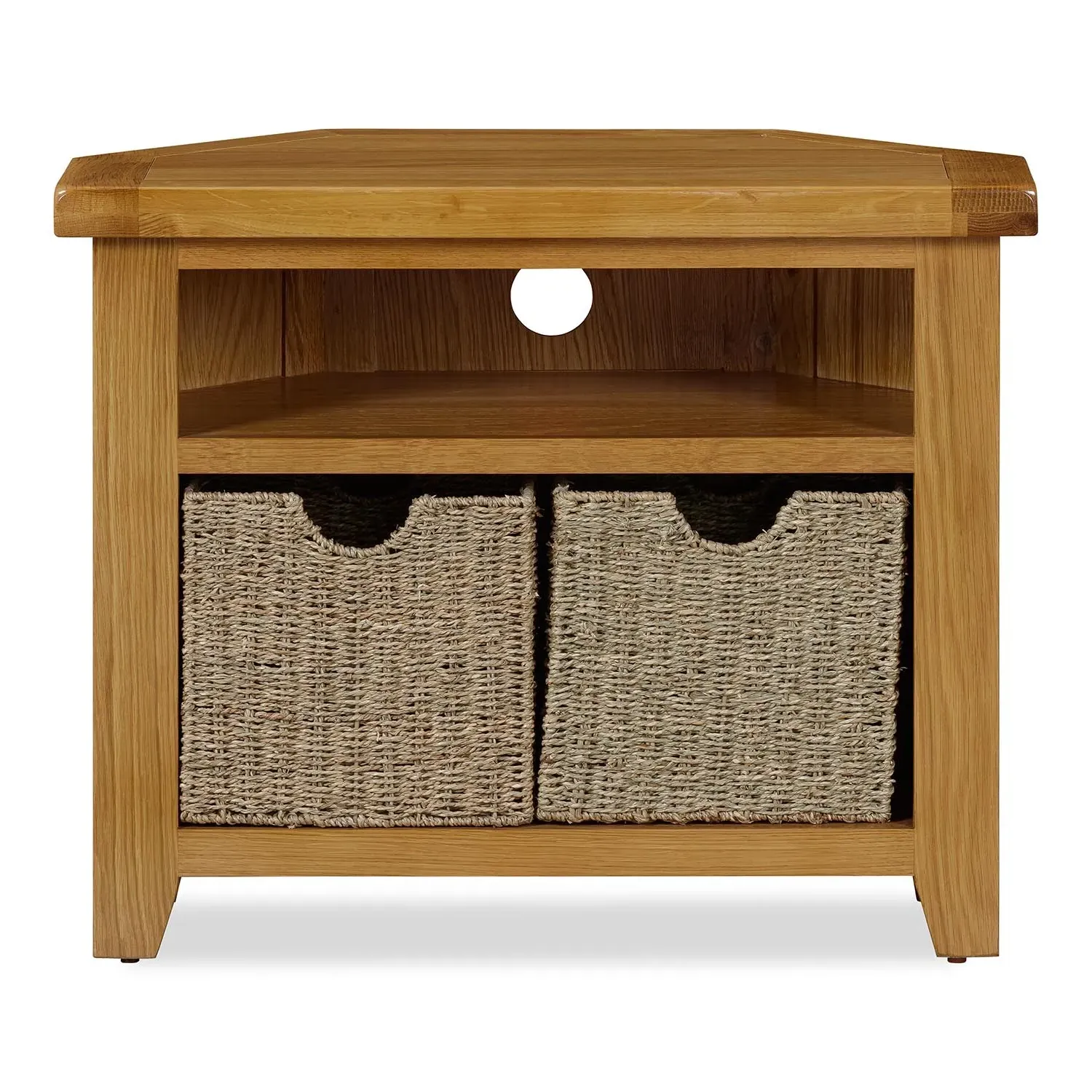 Kinsale Corner TV Unit with 2 Drawer Baskets - Oak