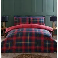Kinsley Super King Duvet Set - Red Tartan