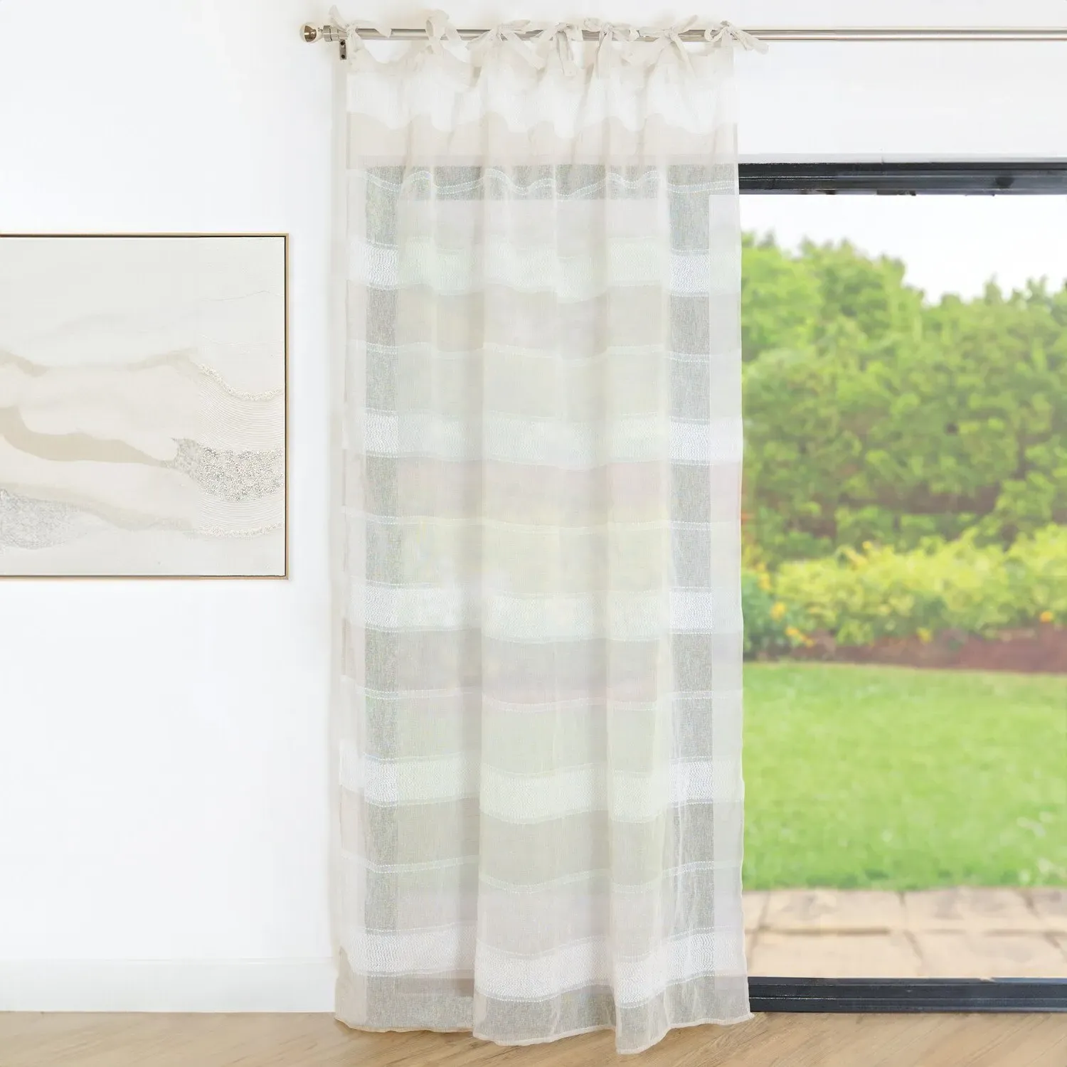 Kodhi Slub Stripe Voile Curtain - Natural image