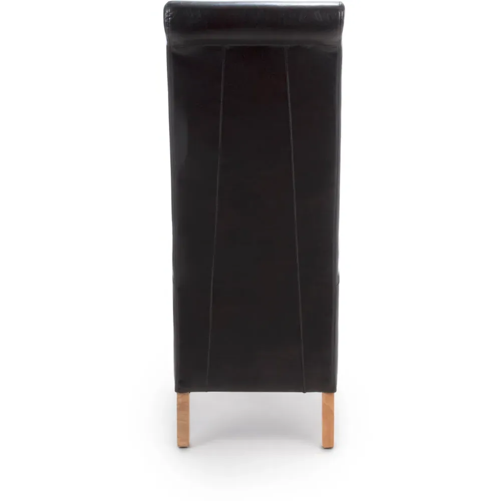 Krista Set of 2 Roll Back Dining Chairs - Black, Bonded Leather