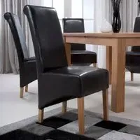 Krista Set of 2 Roll Back Dining Chairs - Brown, Bonded Leather