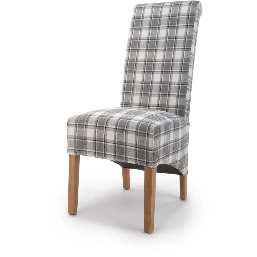 Krista Set of 2 Roll Back Dining Chairs - Cappuccino, Herringbone