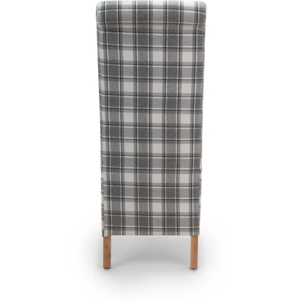 Krista Set of 2 Roll Back Dining Chairs - Cappuccino, Herringbone