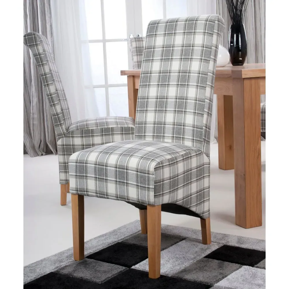 Krista Set of 2 Roll Back Dining Chairs - Cappuccino, Herringbone