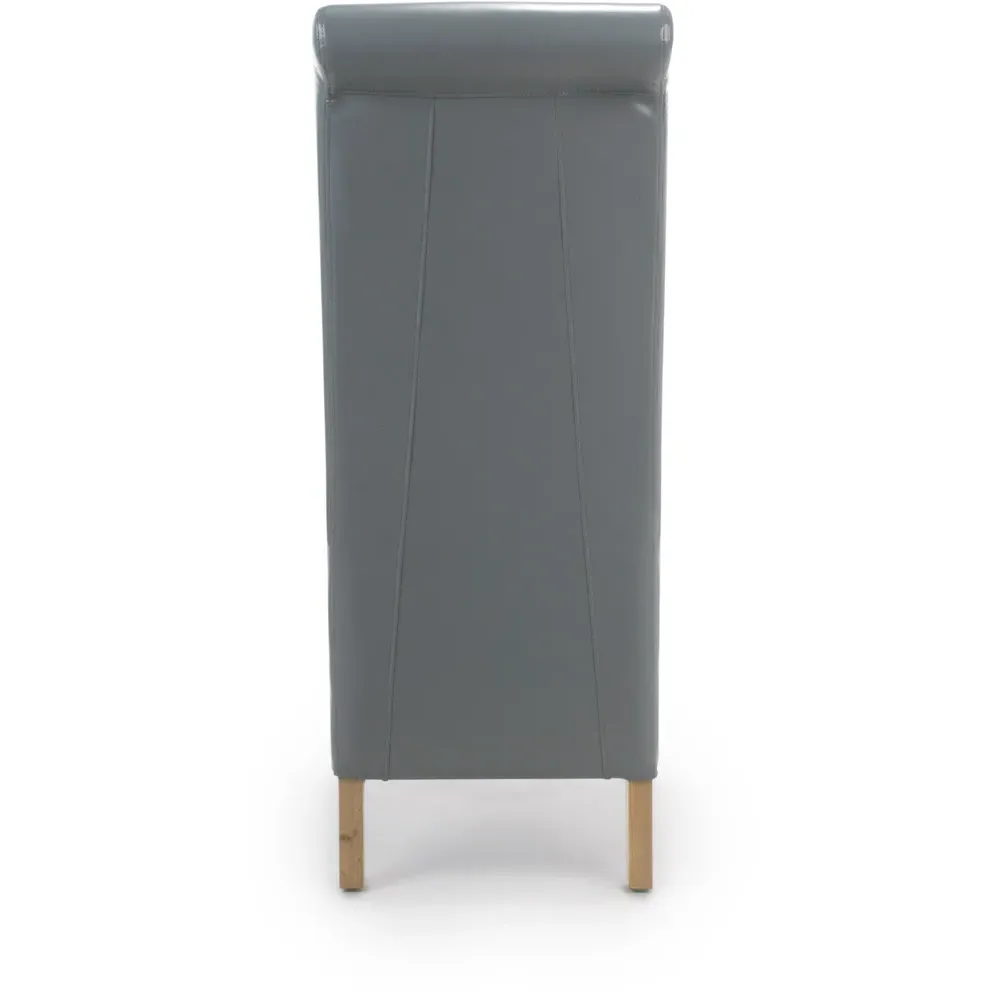 Krista Set of 2 Roll Back Dining Chairs - Grey, Bonded Leather