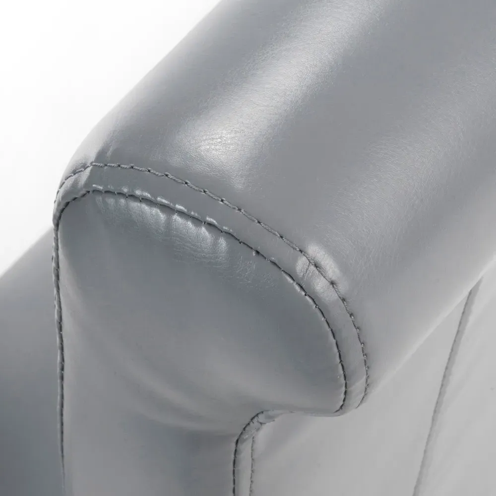 Krista Set of 2 Roll Back Dining Chairs - Grey, Bonded Leather