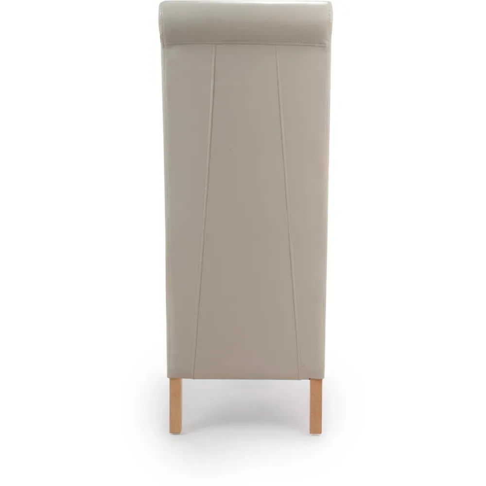 Krista Set of 2 Roll Back Dining Chairs - Ivory, Bonded Leather