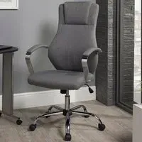 Kroft Swivel Office Chair with Headrest - Grey, Linen