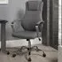 Kroft Swivel Office Chair with Headrest - Grey, Linen