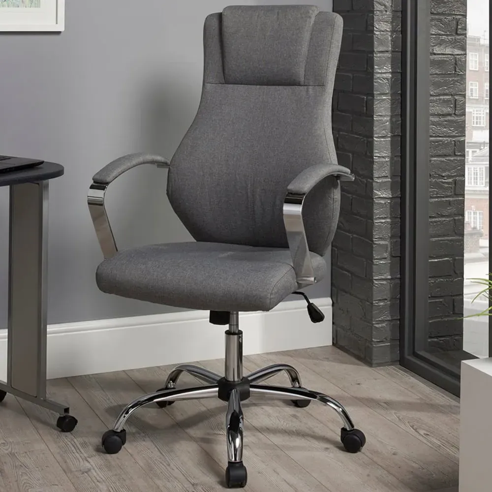 Kroft Swivel Office Chair with Headrest - Grey, Linen image
