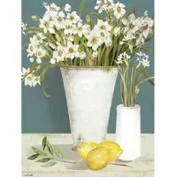 K.White Neutral Floral Lemons Canvas