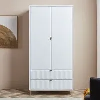 Lara 2-Door Wardrobe with 2 Drawers - White