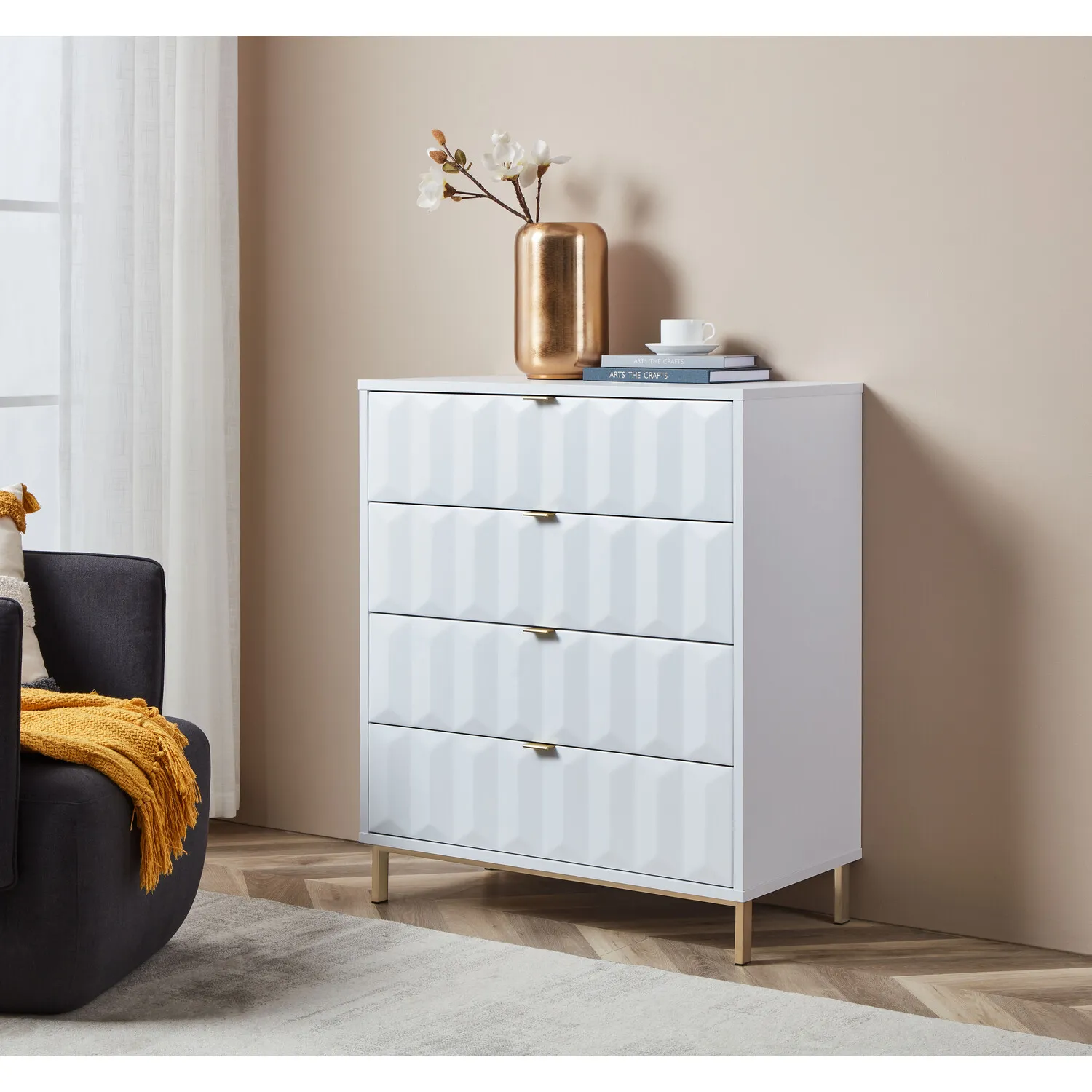 Lara 4 Drawer Chest of Drawers - White