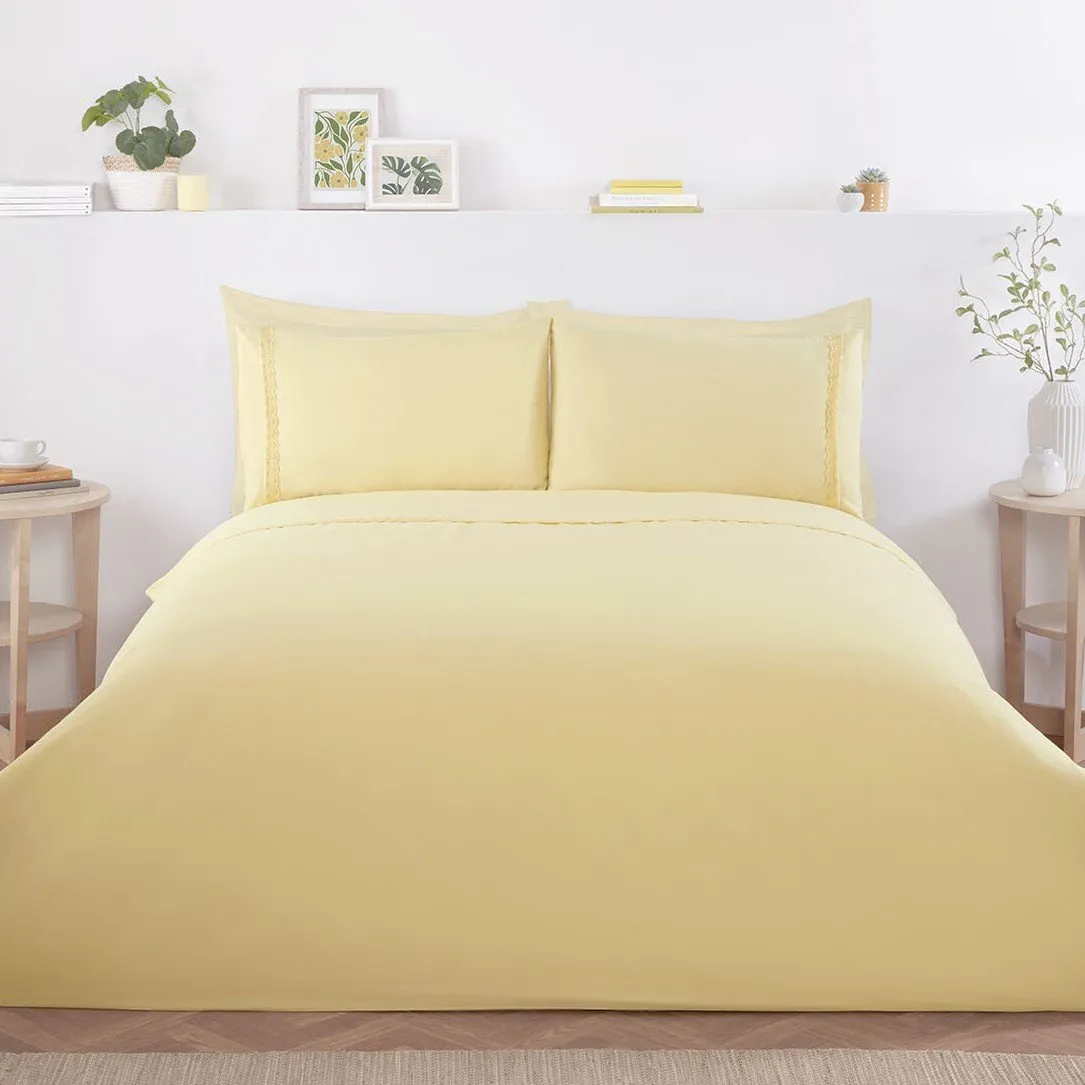 Lara King Embroidered Duvet Set - Yellow