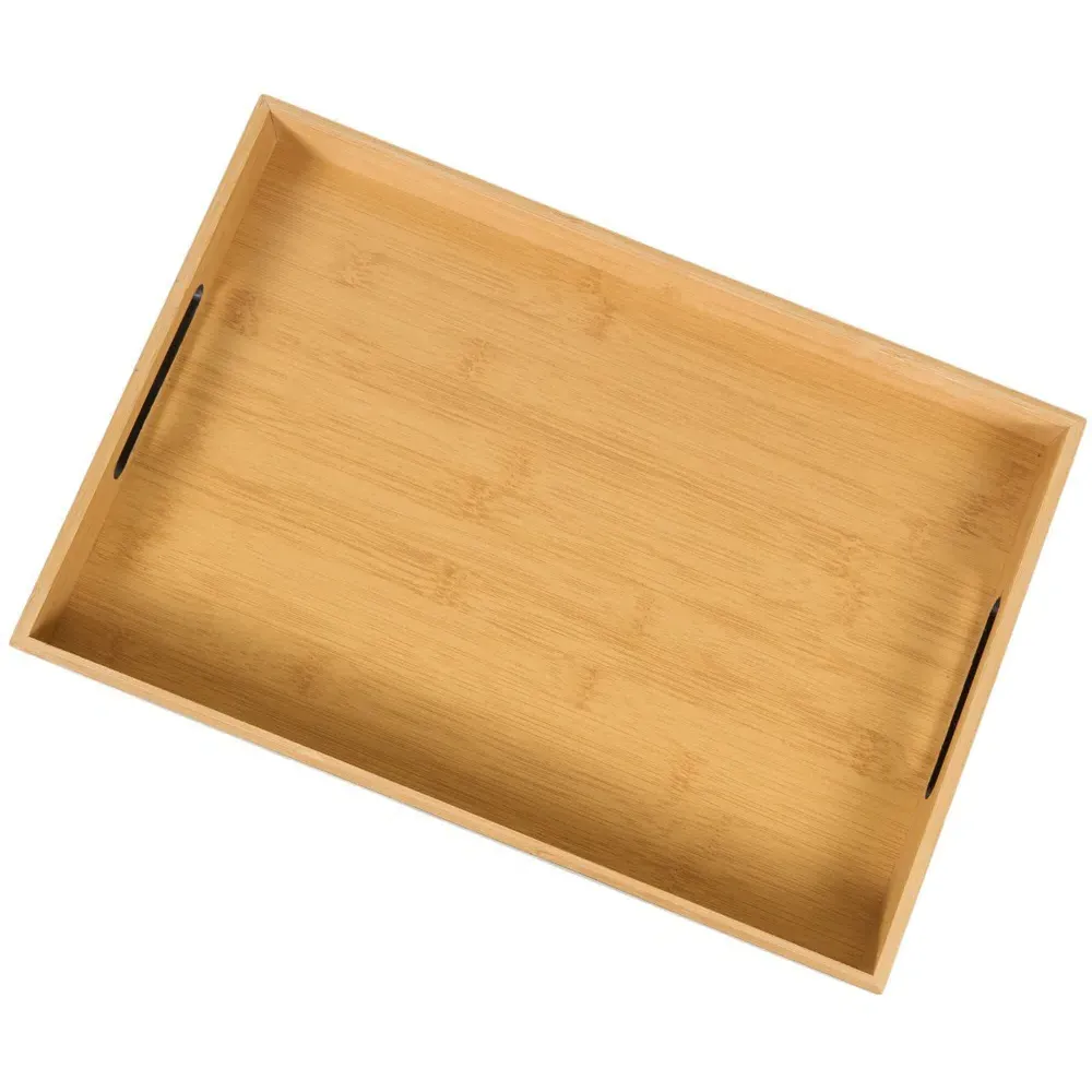 Large Bamboo Tray with Handles - Black