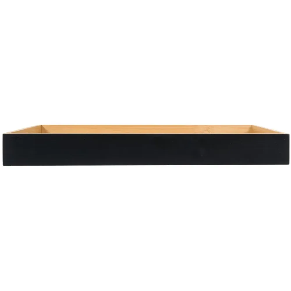 Large Bamboo Tray with Handles - Black