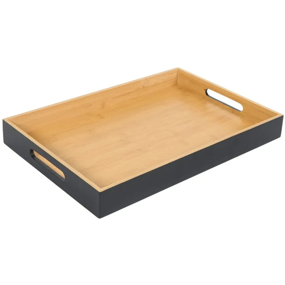 Large Bamboo Tray with Handles - Black image